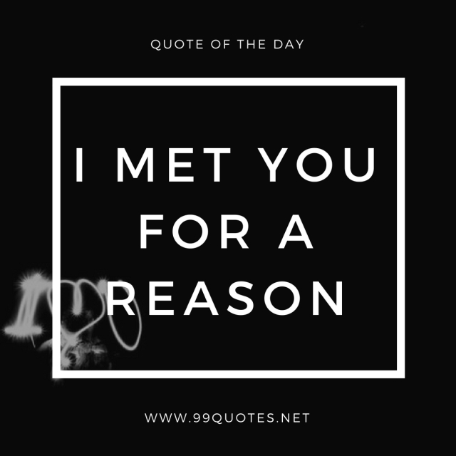 I met you for a reason.