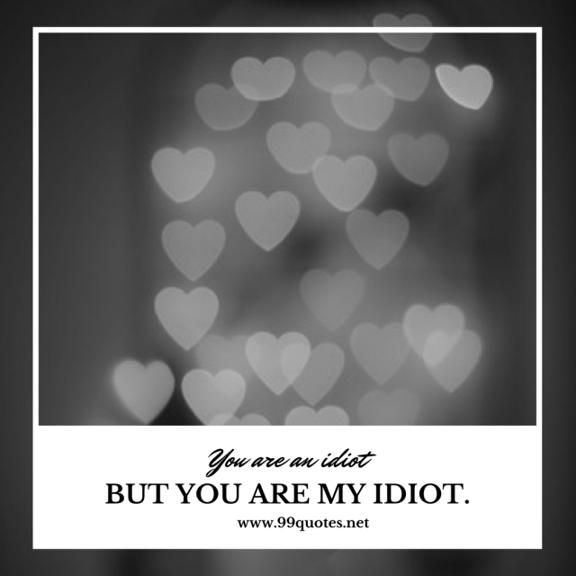 You are an idiot. But you are my Idiot. 