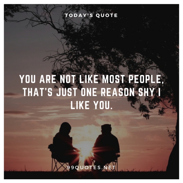 You are not like most people, that's just one reason shy I like you. 