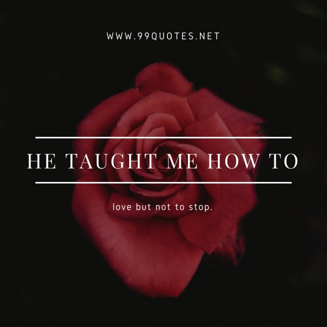 he taught me how to love but not to stop.
