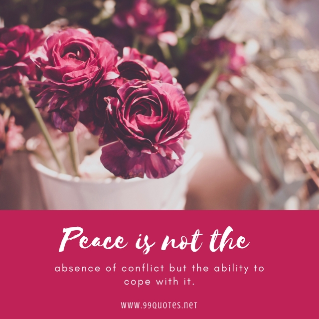 Peace is not the absence of conflict but the ability to cope with it.